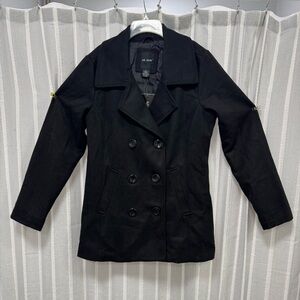 Women's‎ Black Double-Breasted Coat by ME JANE Size L NWT